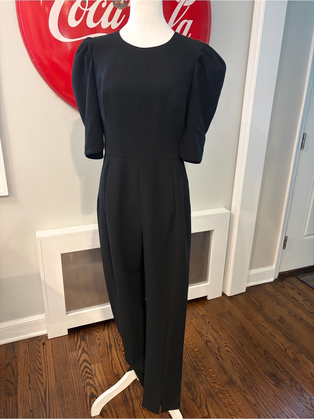 Black Halo Russo Puff & Split Sleeve Black Jumpsuit Size 10, EUC - Picture 6 of 13